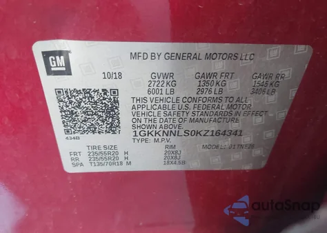 2019 GMC Acadia Slt-2 from USA, damaged, VIN 1GKKNNLS0KZ164341